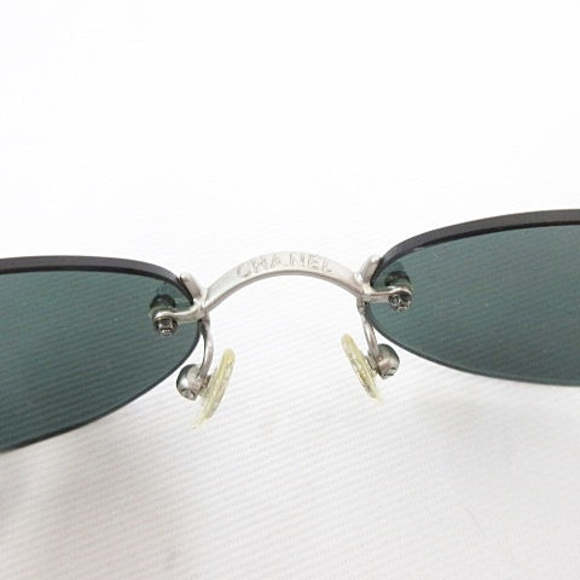 Chanel CC Logo Navy Blue Silver Rimless 4003 - Picture 8 of 9